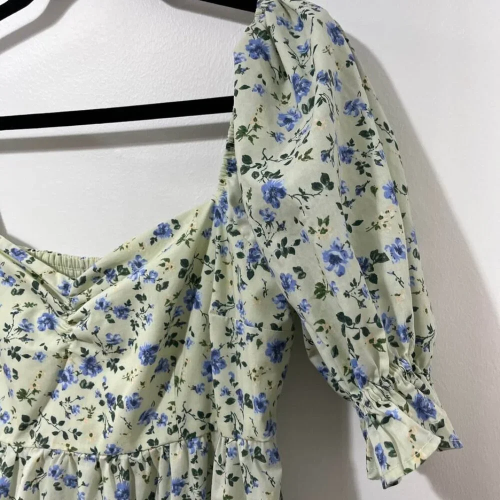 Abercrombie Floral Romantic Summer Coquette Prarie Cottage Midi Dress [size Lp] - Picture 5 of 12